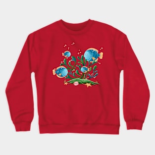 Watercolor Blue Fish Ocean Crewneck Sweatshirt